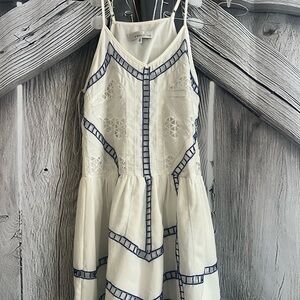 White and Blue Embroidered Dress  size medium
